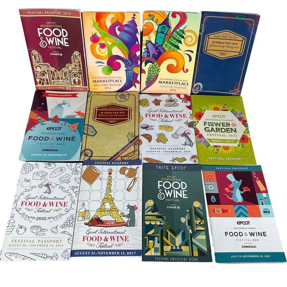 Disney EPCOT Festival Passport Lot 12 Food & Wine Garden Marketplace Booklets - Picture 2 of 10
